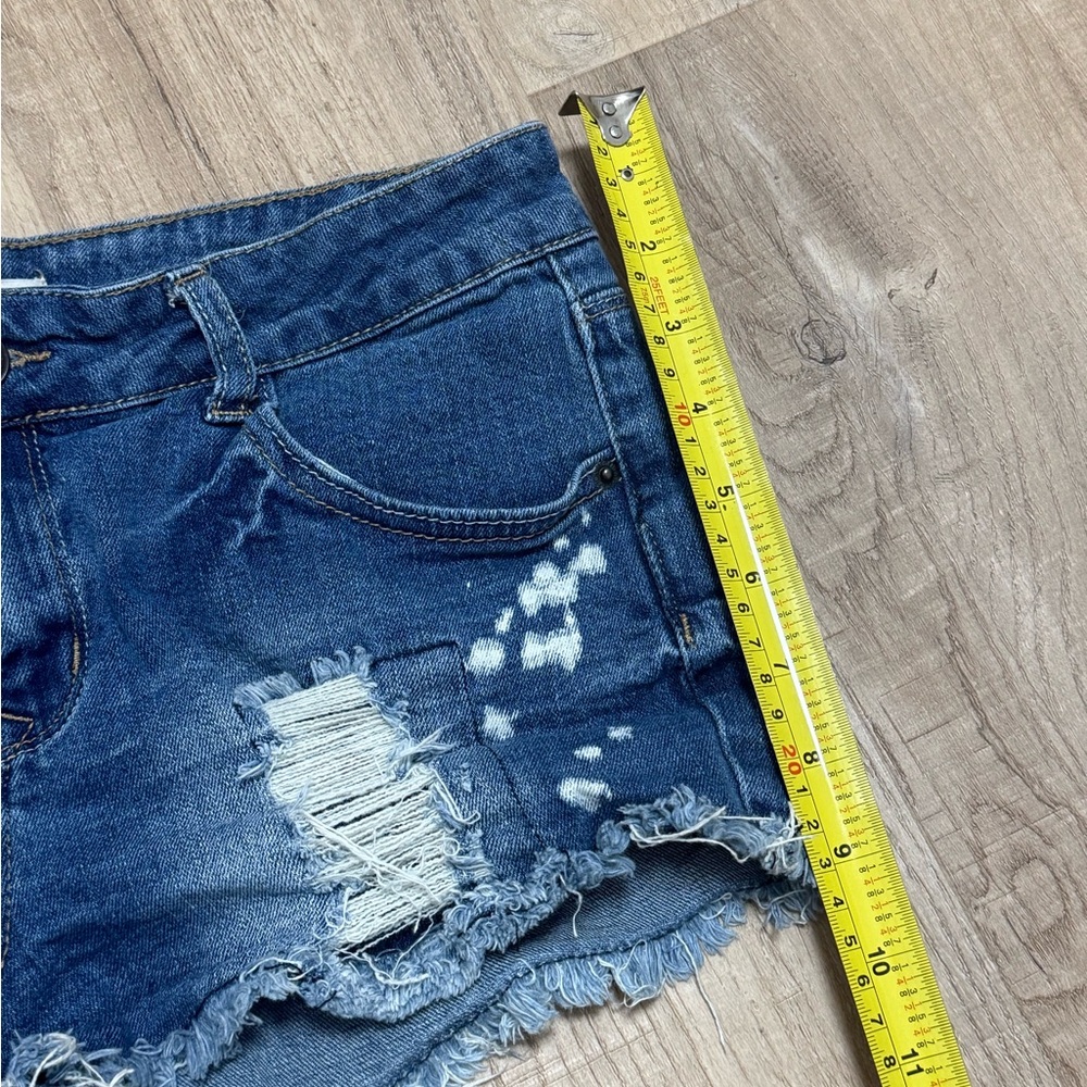 Distressed Denim Shorts With Embroidery - Picture 6 of 6